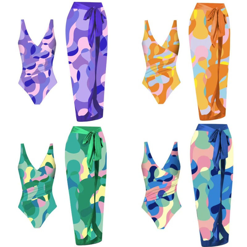 2024 Bikini Suit Lazada Printed Sunscreen Dress Beach Spring Holiday Swimwear - Image 2